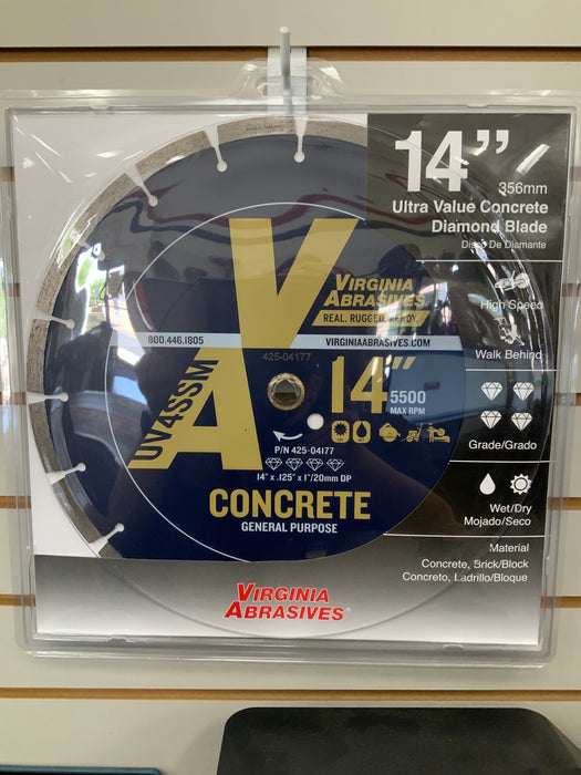 Virginia Abrasives 14" Diamond Blade Concrete/Block