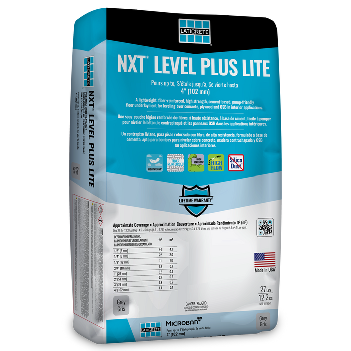 NXT LEVEL PLUS LITE - LIGHTWEIGHT, FIBER-REINFORCED SELF-LEVELING UNDERLAYMENT 27LBS BAG