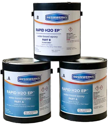 RAPID H2O 4 GAL KIT BUFF..THICK BUILD WATER BASED EPOXY..2A : 1B MIX RATIO