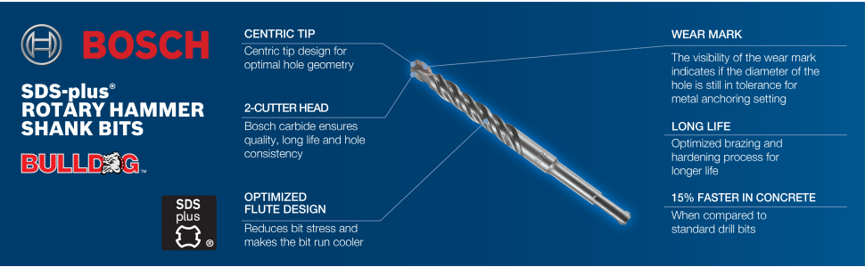 Bosch Bulldog 1/2-in x 6-in Alloy Steel Masonry Drill Bit for Sds-plus Drill